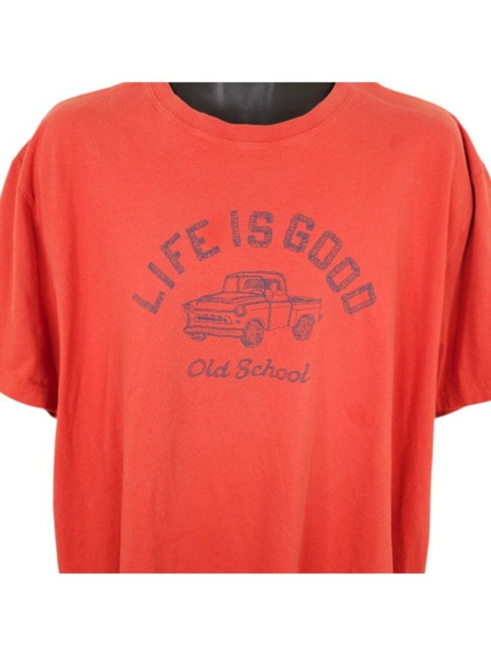 Life Is Good Old School T Shirt Mens Size 2XL Orange Pickup Truck